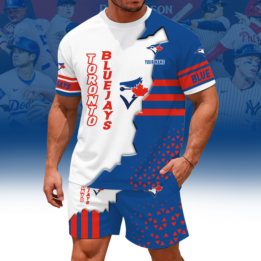 LIMITED EDITION - NEW CUSTOMIZED MLB12 TBJ TORONTO BLUE JAYS UNISEX T-SHIRT & SHORTS SET