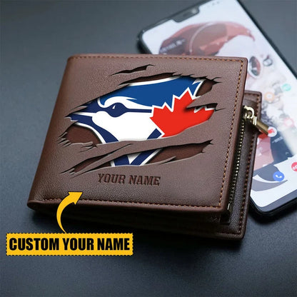 LIMITED EDITION - NEW CUSTOMIZED MLB12 TBJ TORONTO BLUE JAYS LEATHER WALLET