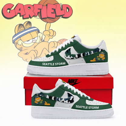 POPULAR NOW - NEW CUSTOMIZED WNBA12 STS SEATTLE STORM x GARFIELD AF1 SNEAKERS