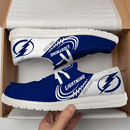 [SUPER SALE] NEW CUSTOMIZED NHL12 TPL TAMPA BAY LIGHTNING PREMIUM LOAFER SHOES