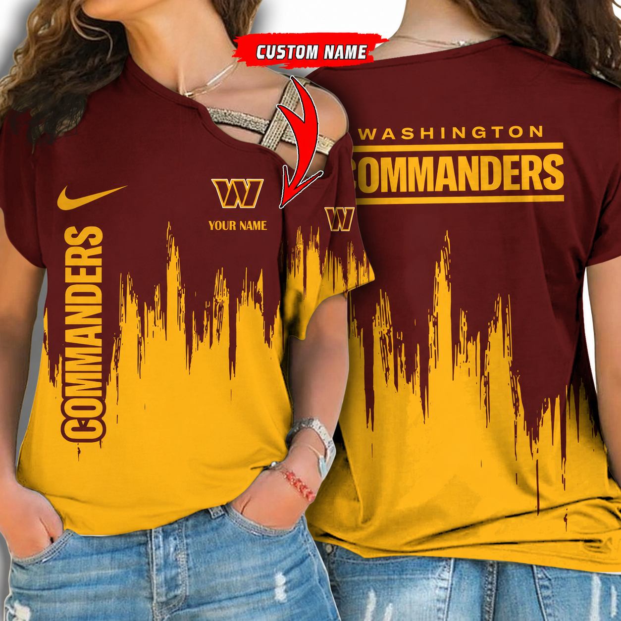 [SPECIAL OFFER] NEW CUSTOMIZED NFL12 WTC WASHINGTON COMMANDERS SHOULDER SHIRT