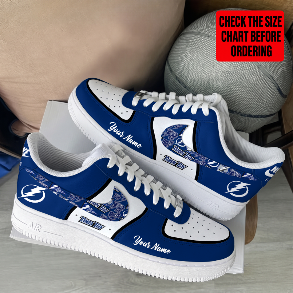 LIMITED EDITION - NEW CUSTOMIZED NHL12 TPL TAMPA BAY LIGHTNING AF1 SHOES