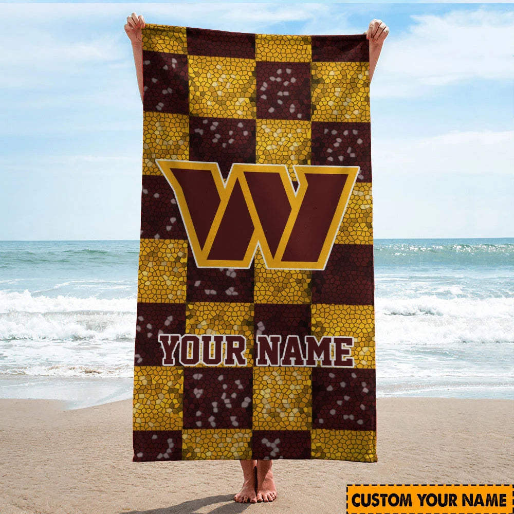 LIMITED EDITION - NEW CUSTOMIZED NFL12 WTC WASHINGTON COMMANDERS BEACH TOWEL