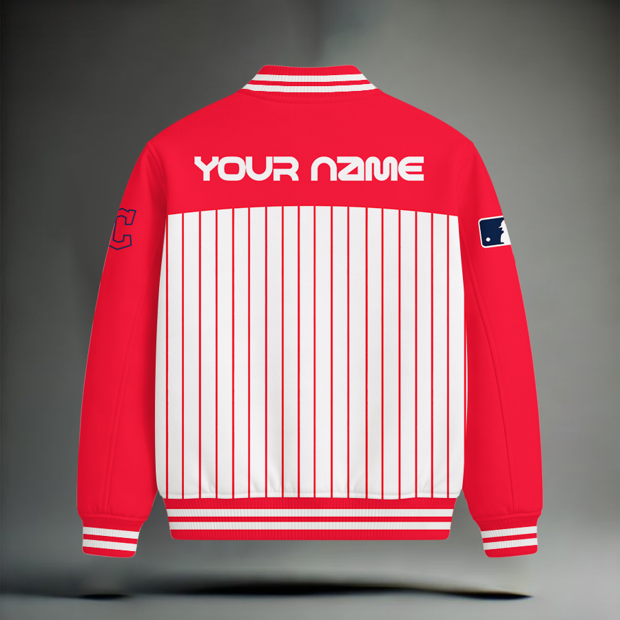 LIMITED EDITION - NEW CUSTOMIZED MLB13 CGS CLEVELAND GUARDIANS SNOOPY STYLE SATIN VARSITY & BASEBALL JACKET