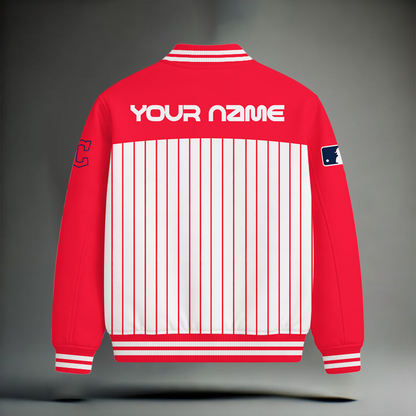 LIMITED EDITION - NEW CUSTOMIZED MLB13 CGS CLEVELAND GUARDIANS SNOOPY STYLE SATIN VARSITY & BASEBALL JACKET