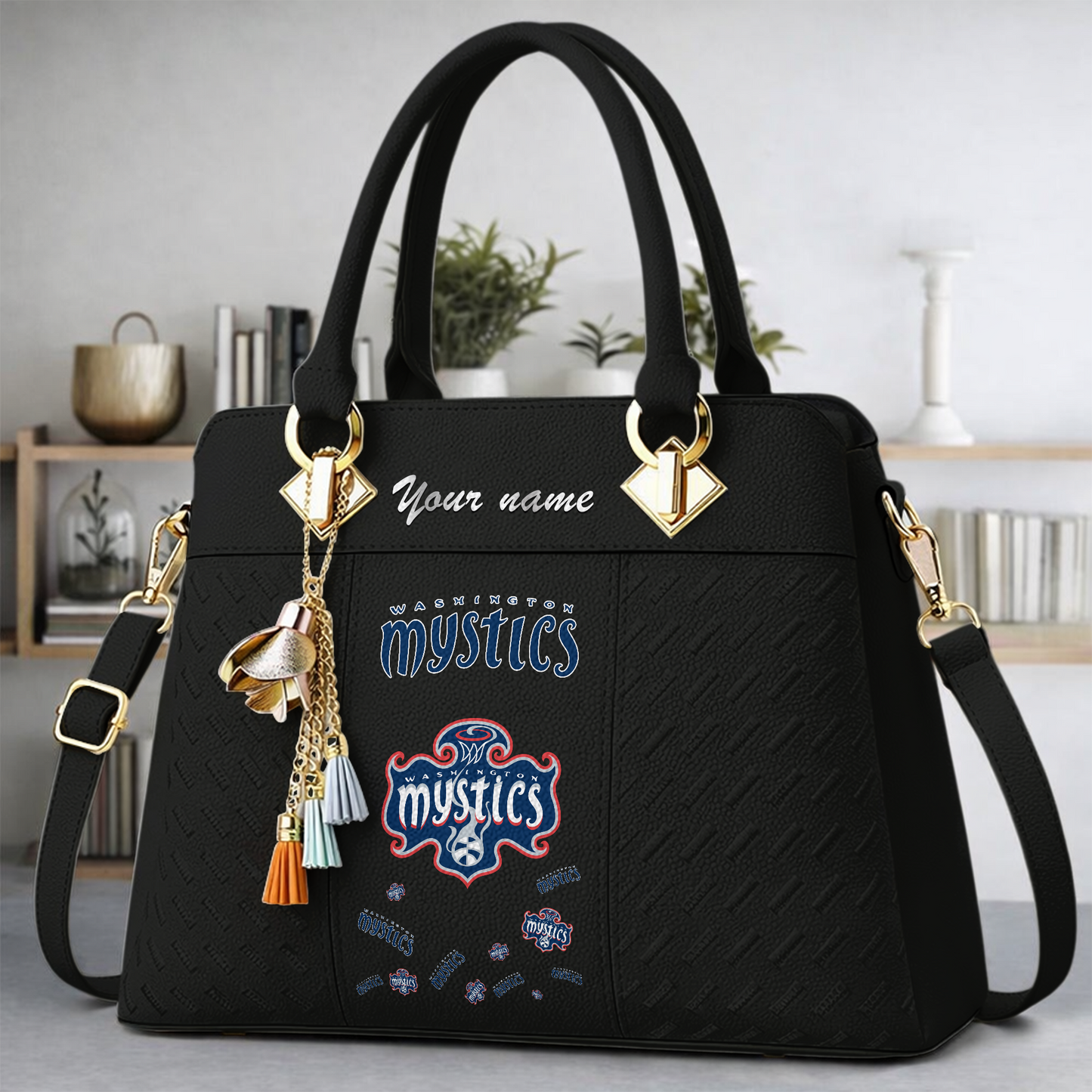 [FAN FAVORITE] NEW CUSTOMIZED WNBA13 WSM WASHINGTON MYSTICS MULTICOLOR HANDBAG