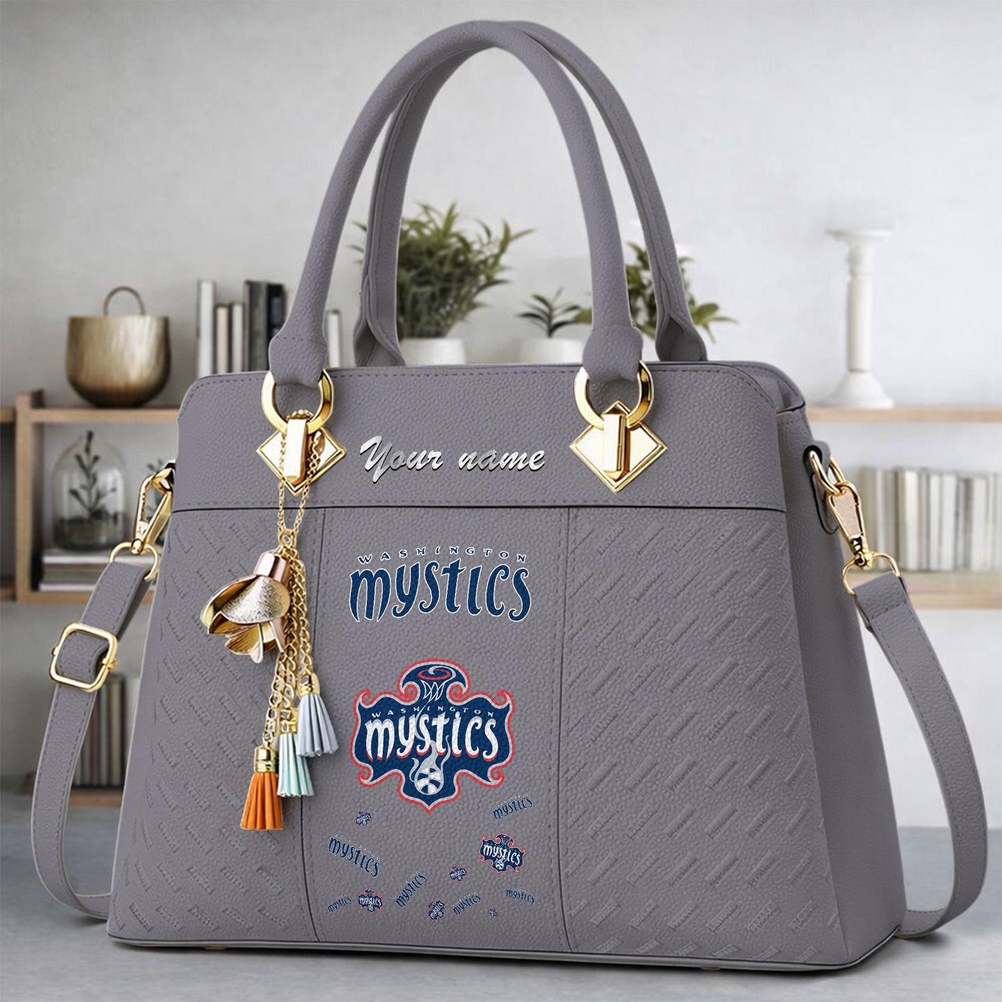 [FAN FAVORITE] NEW CUSTOMIZED WNBA13 WSM WASHINGTON MYSTICS MULTICOLOR HANDBAG