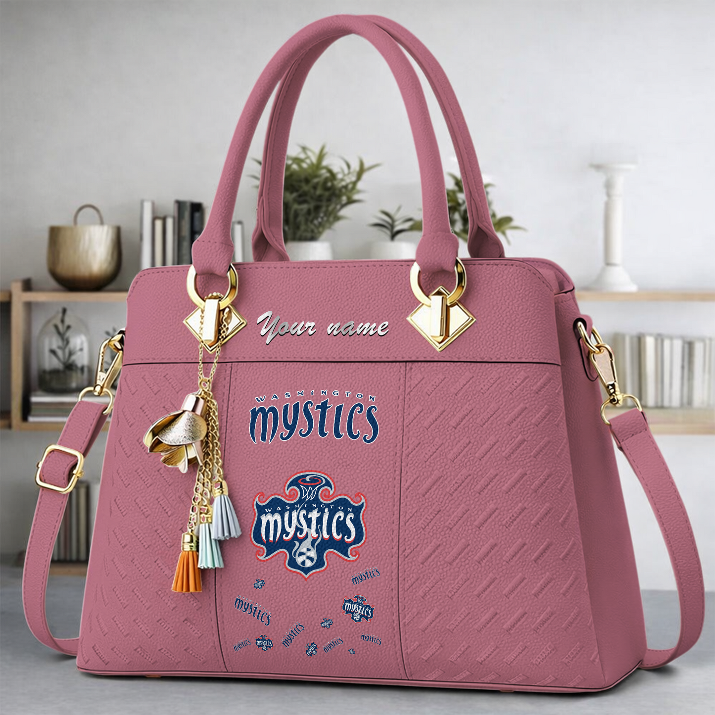 [FAN FAVORITE] NEW CUSTOMIZED WNBA13 WSM WASHINGTON MYSTICS MULTICOLOR HANDBAG