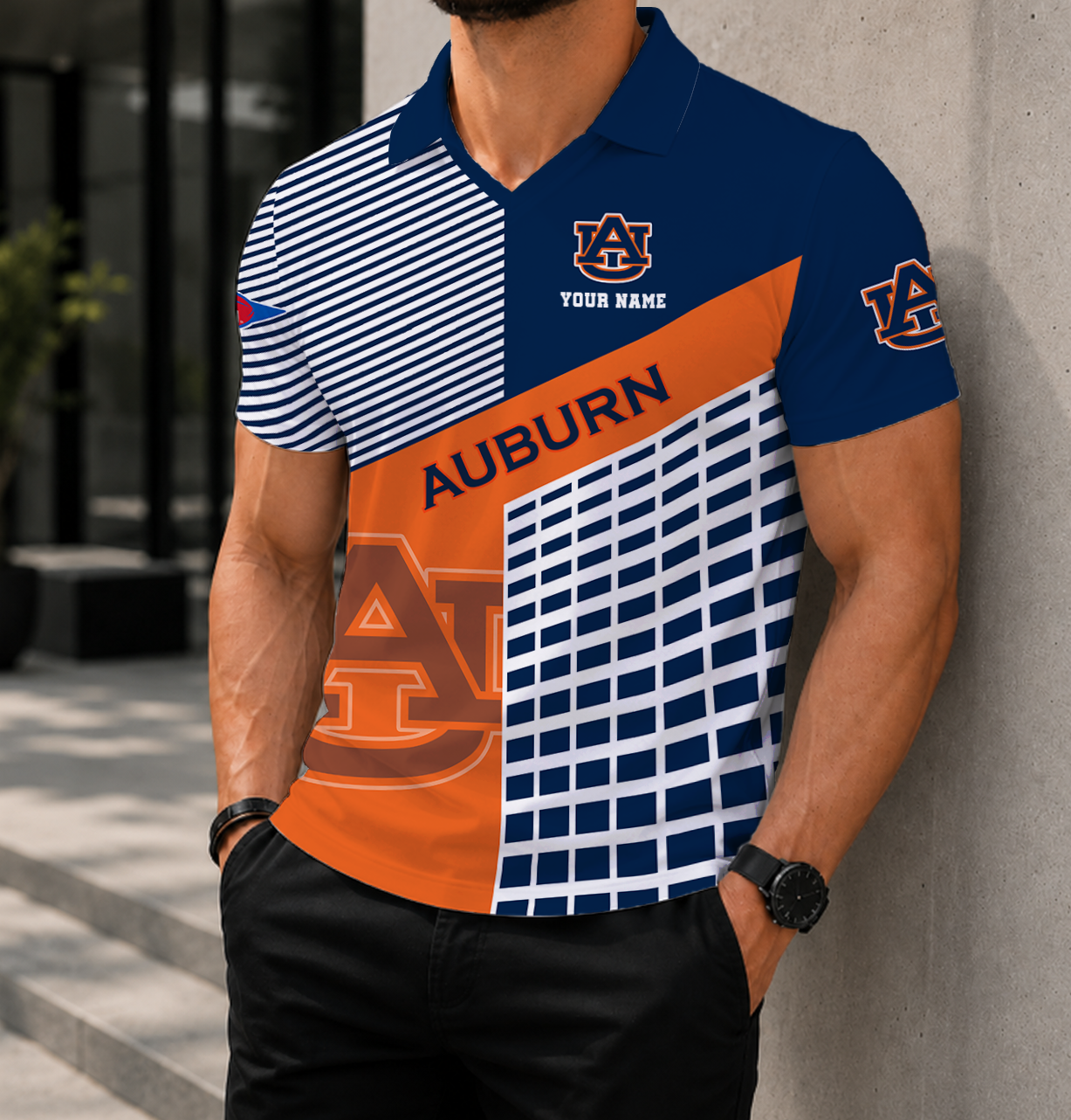 VIRAL EDITION - NEW CUSTOMIZED NCAA FBS13 ABT AUBURN TIGERS POLO SHIRT