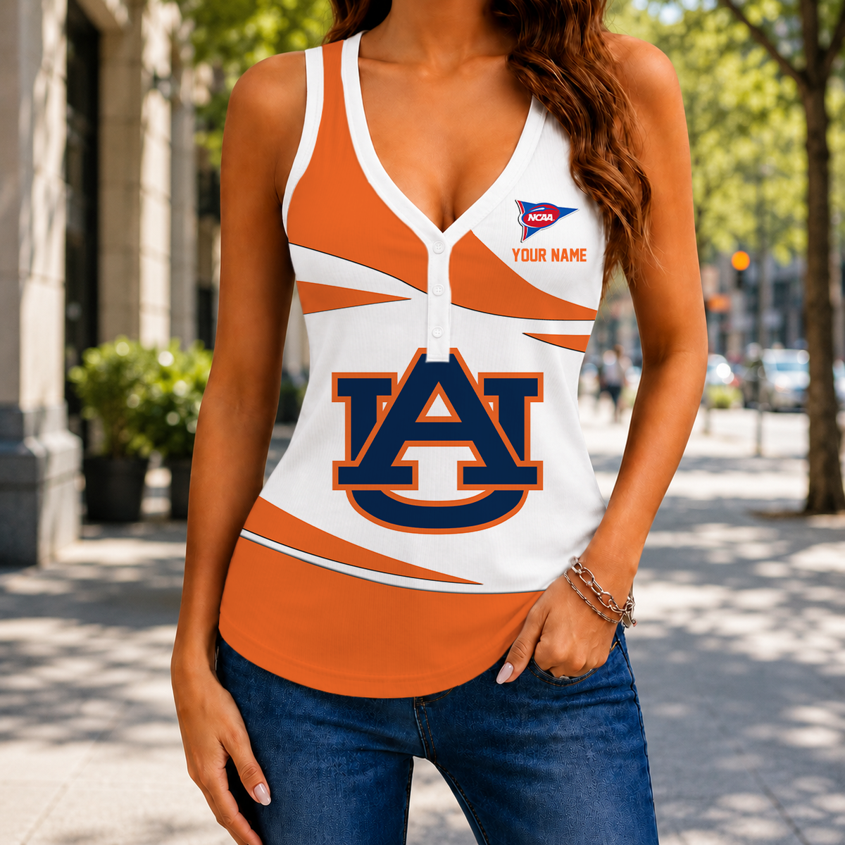 LIMITED EDITION - NEW CUSTOMIZED NCAA FBS13 ABT AUBURN TIGERS WOMEN'S V-NECK TANK TOP