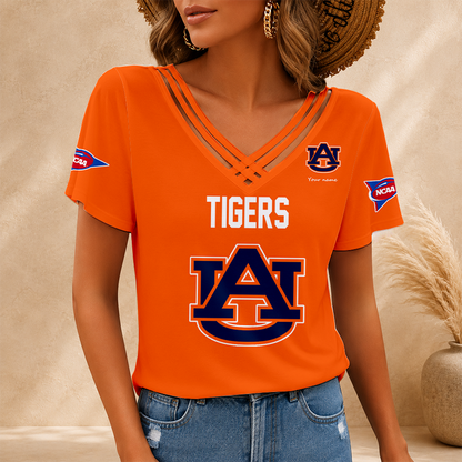 [FAN FAVORITE] NEW CUSTOMIZED NCAA FBS13 ABT AUBURN TIGERS V-NECK SHIRT