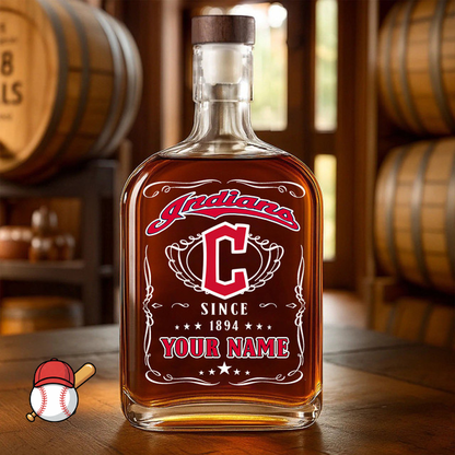 LIMITED EDITION - NEW CUSTOMIZED MLB13 CGS CLEVELAND GUARDIANS LUXURY WHISKEY BOTTLE 450ML