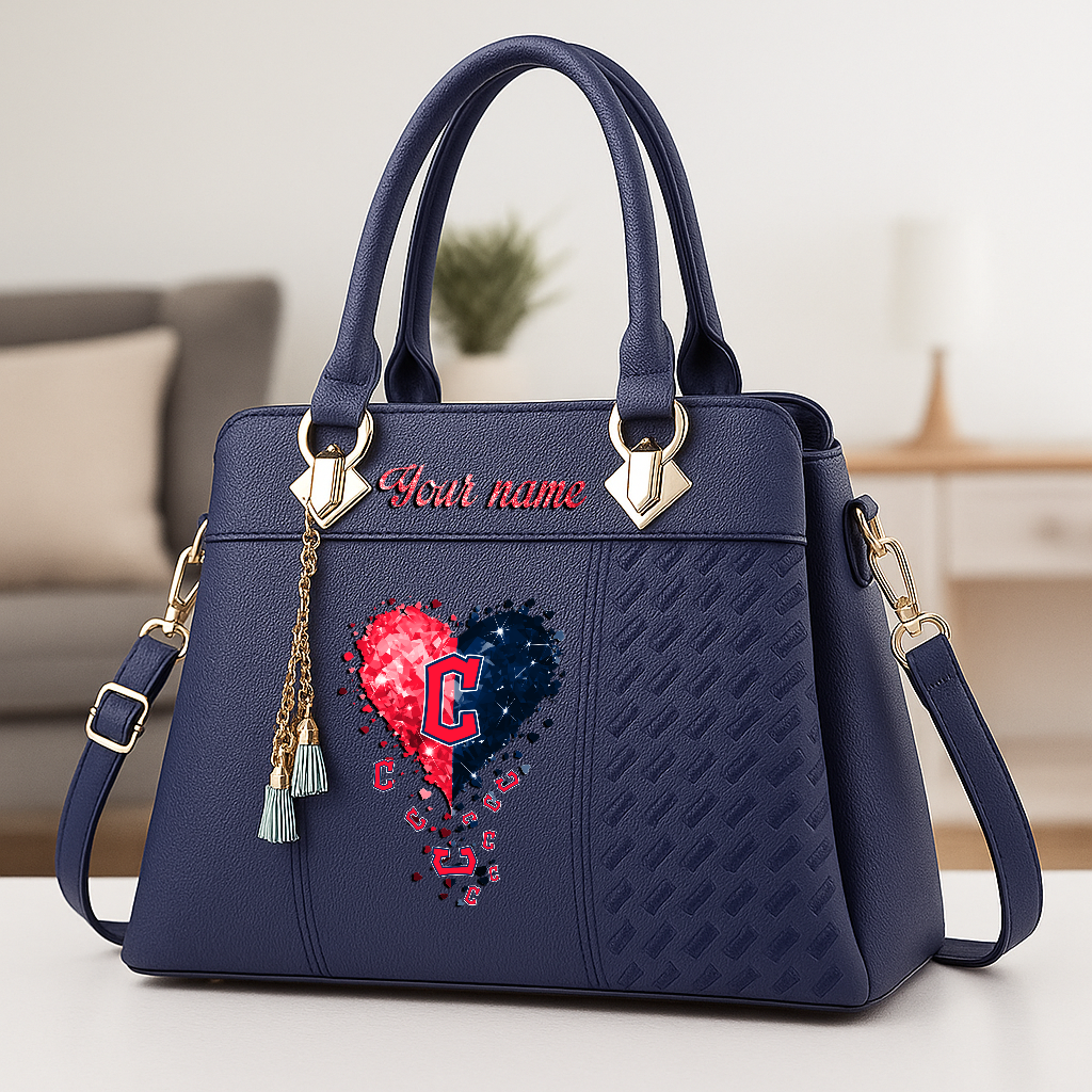 LIMITED EDITION - NEW CUSTOMIZED MLB13 CGS CLEVELAND GUARDIANS ZIP HANDBAG MULTICOLOR