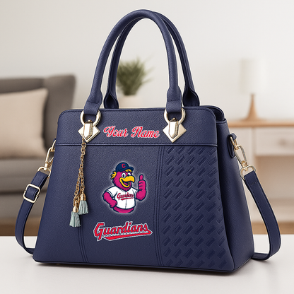 LIMITED EDITION - NEW CUSTOMIZED MLB13 CGS CLEVELAND GUARDIANS ZIP HANDBAG MULTICOLOR