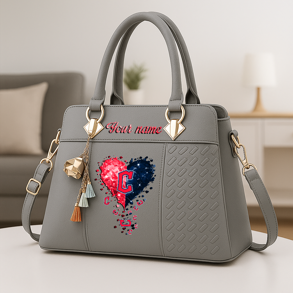 LIMITED EDITION - NEW CUSTOMIZED MLB13 CGS CLEVELAND GUARDIANS ZIP HANDBAG MULTICOLOR