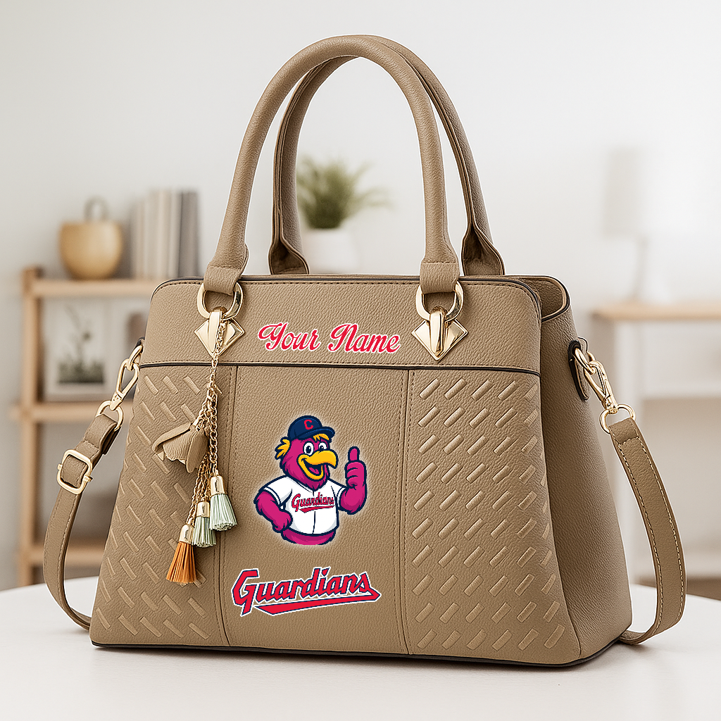 LIMITED EDITION - NEW CUSTOMIZED MLB13 CGS CLEVELAND GUARDIANS ZIP HANDBAG MULTICOLOR
