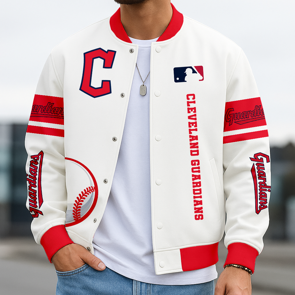 LIMITED EDITION - NEW CUSTOMIZED MLB13 CGS CLEVELAND GUARDIANS BASEBALL JACKET, SATIN VARSITY JACKET