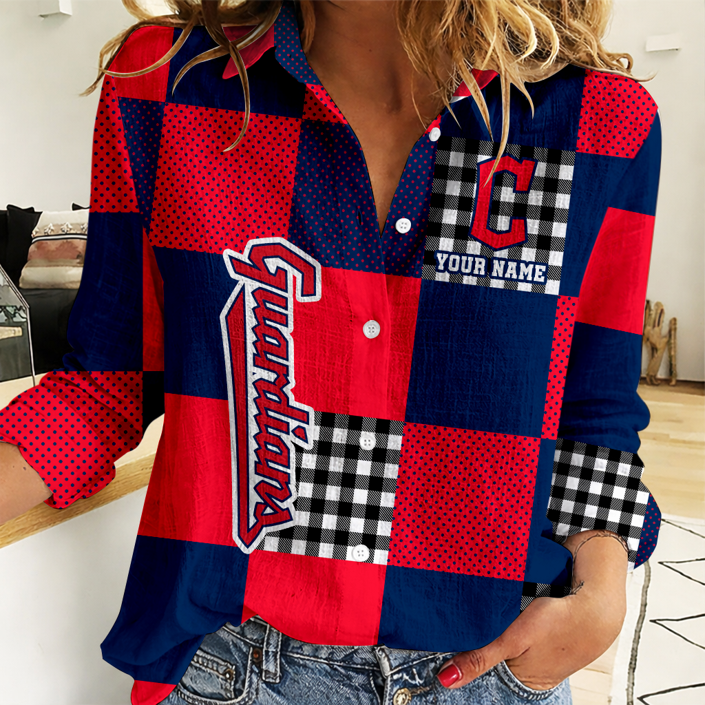 LIMITED EDITION - NEW CUSTOMIZED MLB13 CGS CLEVELAND GUARDIANS WOMEN CASUAL SHIRT FOR FAN