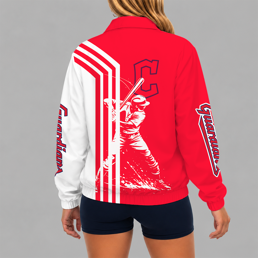 [FLASH SALE] NEW CUSTOMIZED MLB13 CGS CLEVELAND GUARDIANS V-NECK ZIPPER SWEATSHIRT JACKET