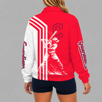 [FLASH SALE] NEW CUSTOMIZED MLB13 CGS CLEVELAND GUARDIANS V-NECK ZIPPER SWEATSHIRT JACKET