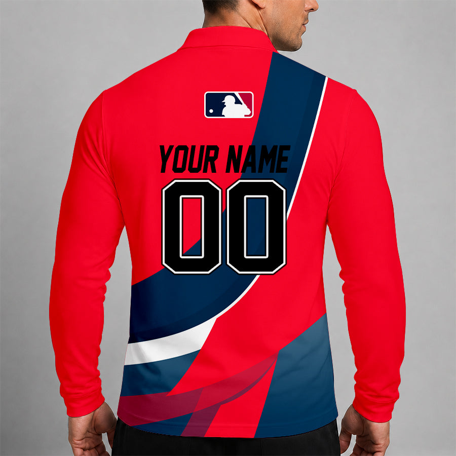 [FLASH SALE] NEW CUSTOMIZED MLB13 CGS CLEVELAND GUARDIANS MEN'S LONG SLEEVE POLO