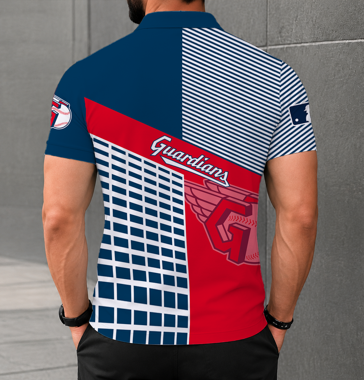LIMITED EDITION - NEW CUSTOMIZED MLB13 CGS CLEVELAND GUARDIANS POLO SHIRT