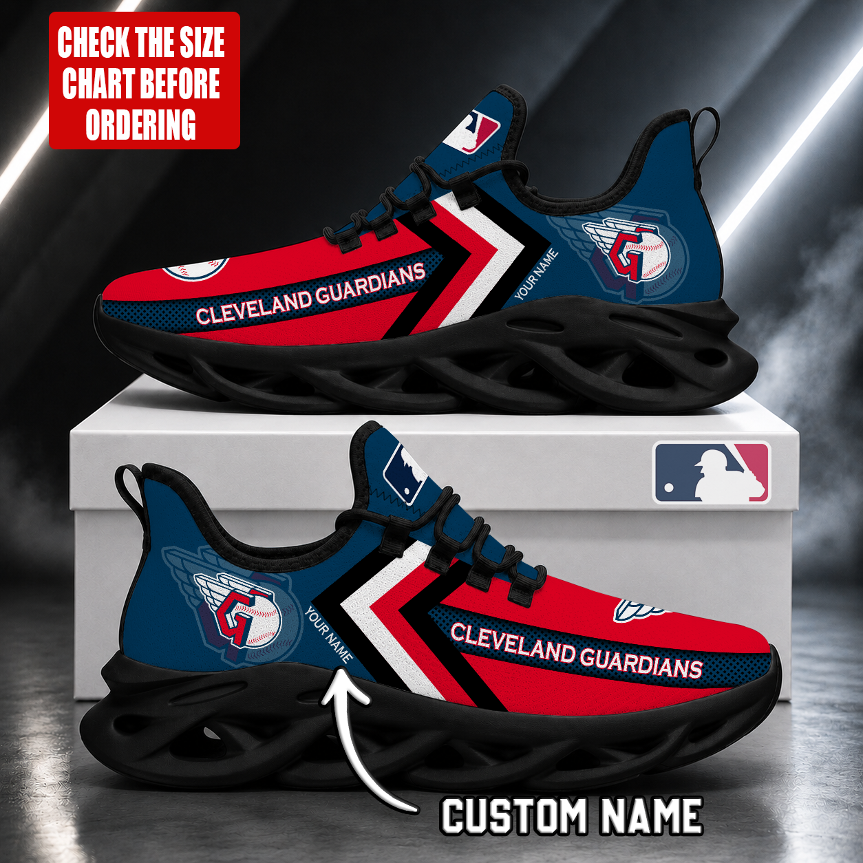 LIMITED EDITION - NEW CUSTOMIZED MLB13 CGS CLEVELAND GUARDIANS MAX SOUL SHOES