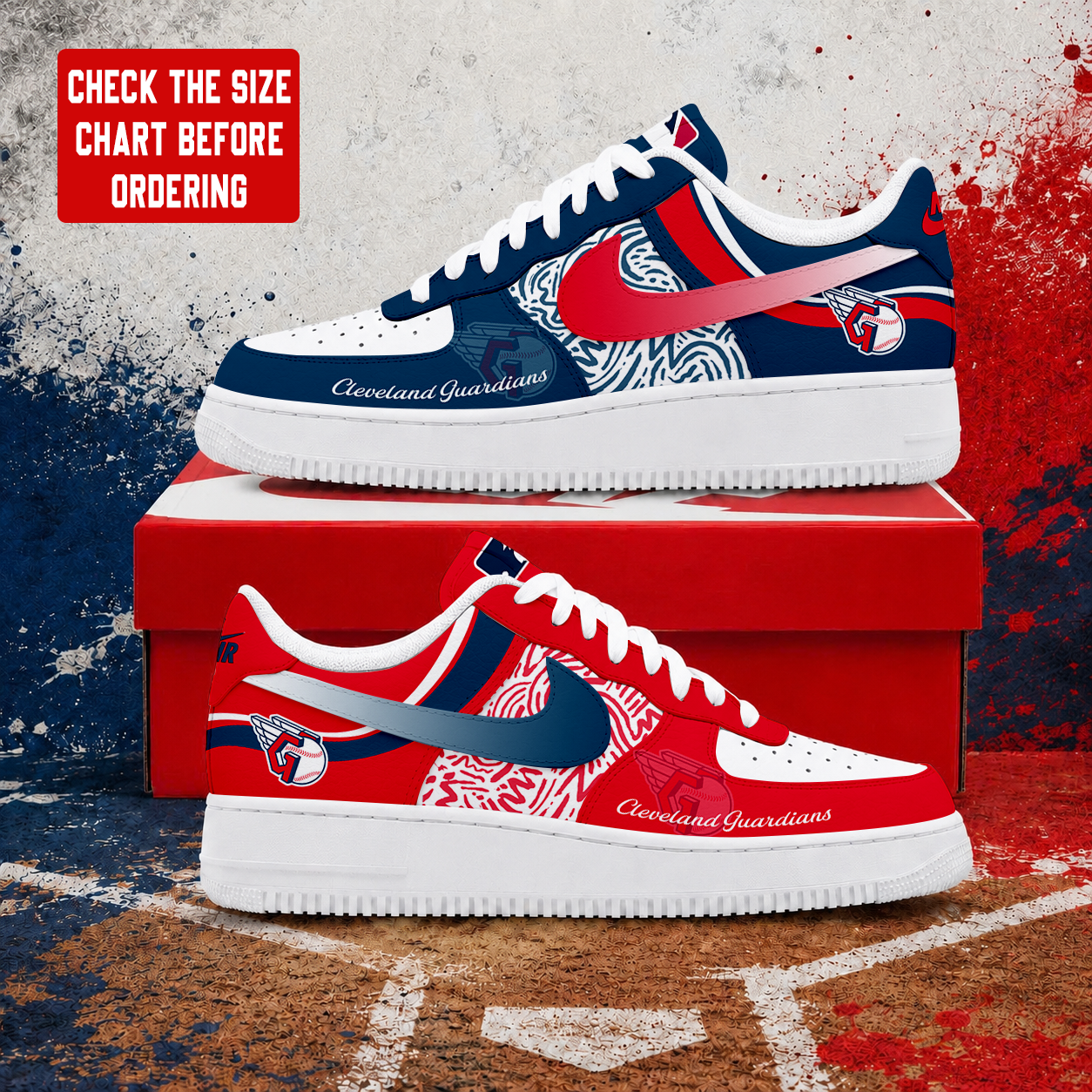 LIMITED EDITION - NEW CUSTOMIZED MLB13 CGS CLEVELAND GUARDIANS AF1 SHOES