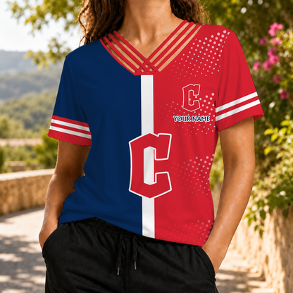 LIMITED EDITION - NEW CUSTOMIZED MLB13 CGS CLEVELAND GUARDIANS V-NECK SHIRT