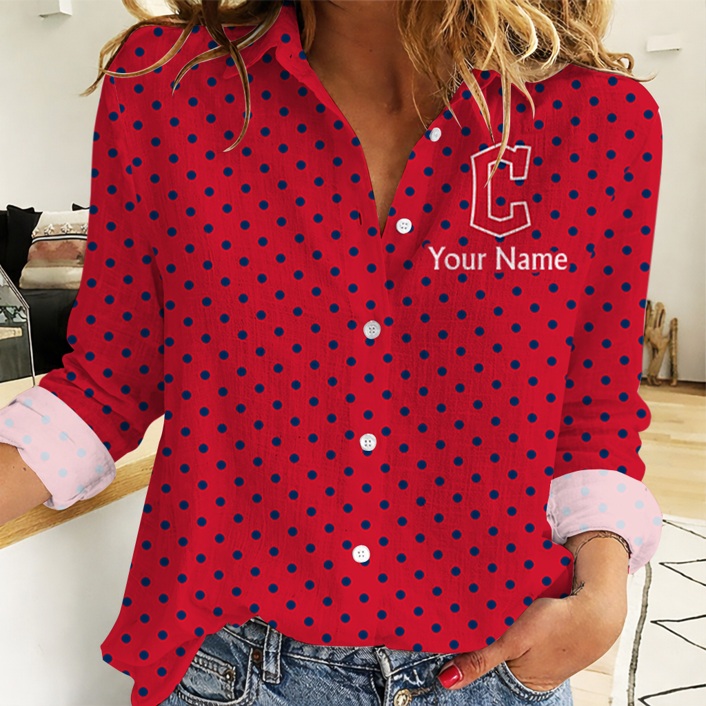 EXCLUSIVE EDITION - NEW CUSTOMIZED MLB13 CGS CLEVELAND GUARDIANS WOMEN CASUAL SHIRT