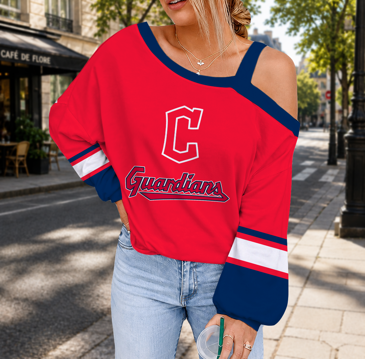 SPECIAL EDITION - NEW CUSTOMIZED MLB13 CGS CLEVELAND GUARDIANS DROP SHOULDER SWEATSHIRT