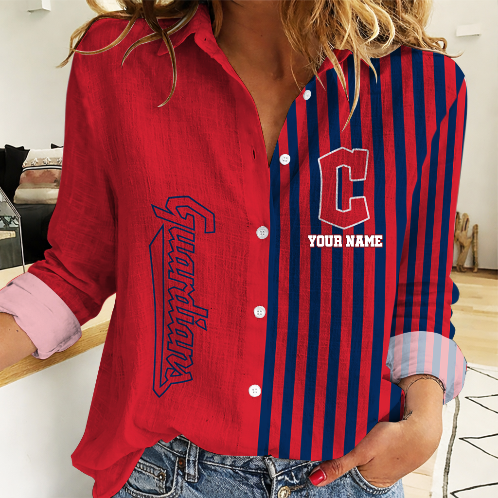 LIMITED EDITION - NEW CUSTOMIZED MLB13 CGS CLEVELAND GUARDIANS WOMEN CASUAL SHIRT