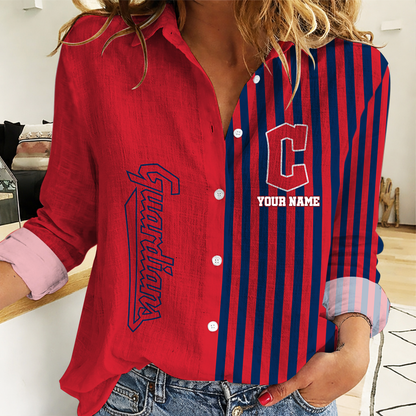 LIMITED EDITION - NEW CUSTOMIZED MLB13 CGS CLEVELAND GUARDIANS WOMEN CASUAL SHIRT