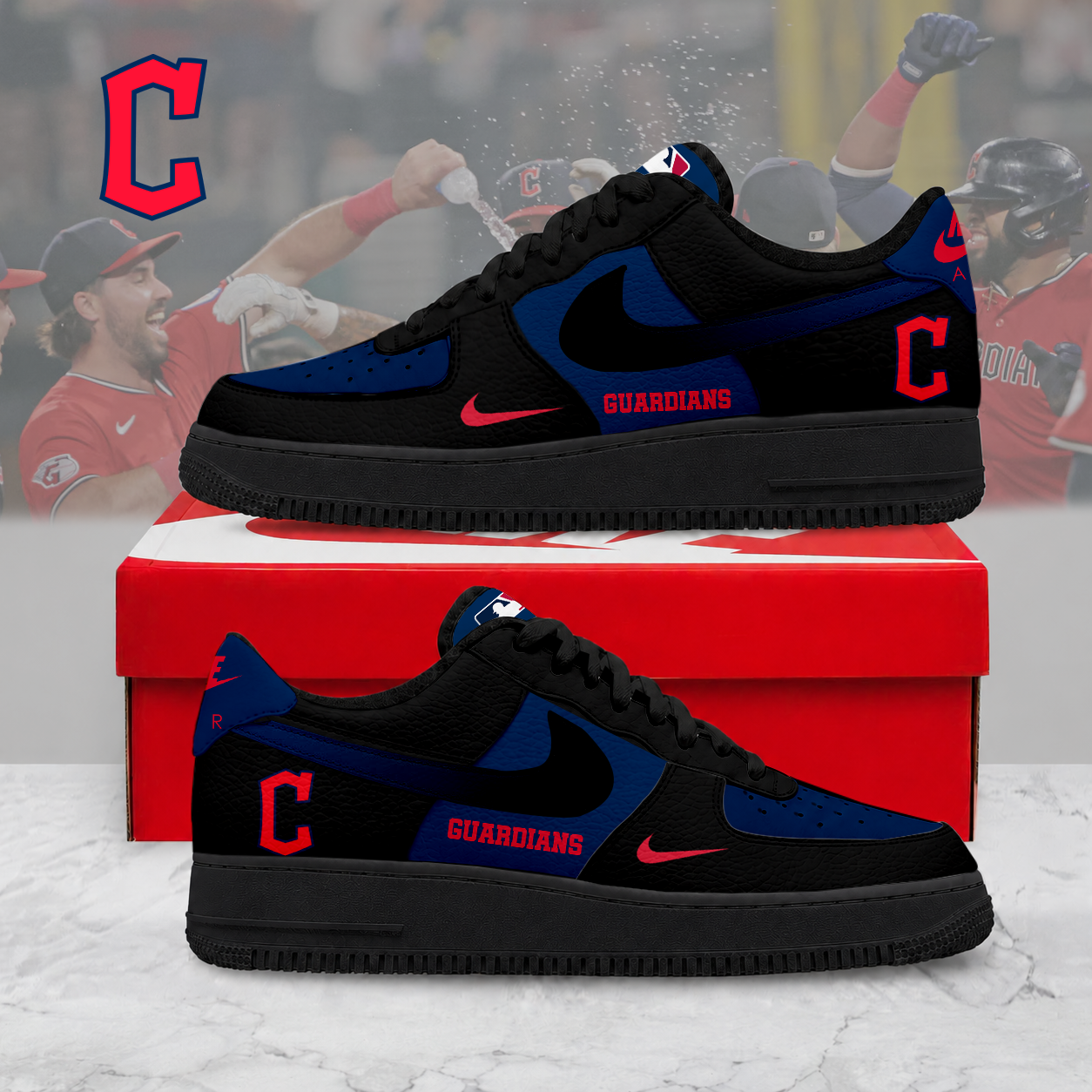 MEGA SALE - NEW CUSTOMIZED MLB13 CGS CLEVELAND GUARDIANS AF1 SHOES