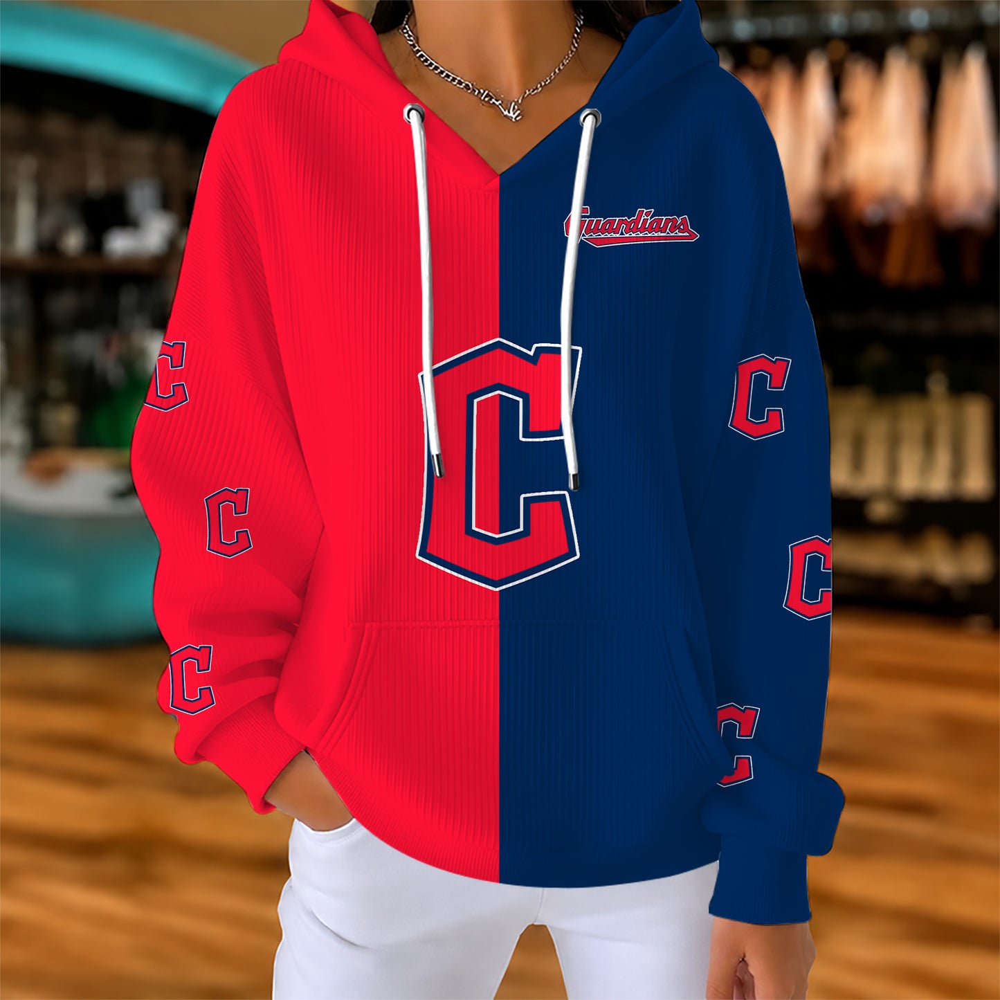 [FLASH SALE] NEW CUSTOMIZED MLB13 CGS CLEVELAND GUARDIANS RIBBED HOODIE & SWEATSHIRT