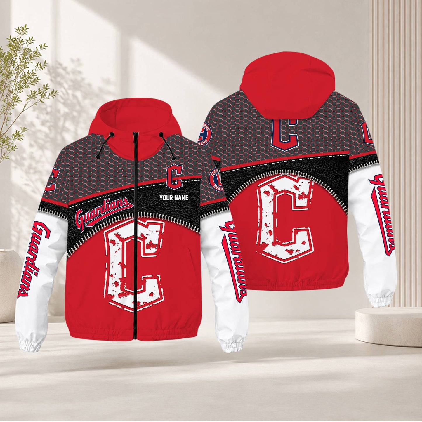 LIMITED EDITION - NEW CUSTOMIZED MLB13 CGS CLEVELAND GUARDIANS WINDBREAKER JACKET