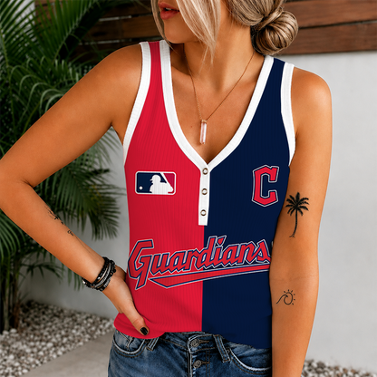 [FLASH SALE] NEW CUSTOMIZED MLB13 CGS CLEVELAND GUARDIANS WOMEN'S V-NECK TANK TOP