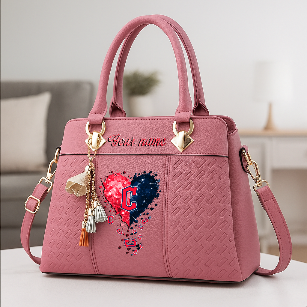 LIMITED EDITION - NEW CUSTOMIZED MLB13 CGS CLEVELAND GUARDIANS ZIP HANDBAG MULTICOLOR