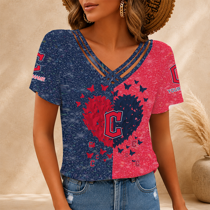 LIMITED EDITION - NEW CUSTOMIZED MLB13 CGS CLEVELAND GUARDIANS V-NECK SHIRT