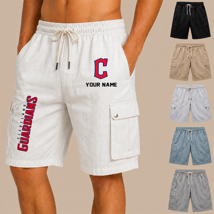 [FLASH SALE] NEW CUSTOMIZED MLB13 CGS CLEVELAND GUARDIANS MEN'S DRAWSTRING CARGO SHORTS