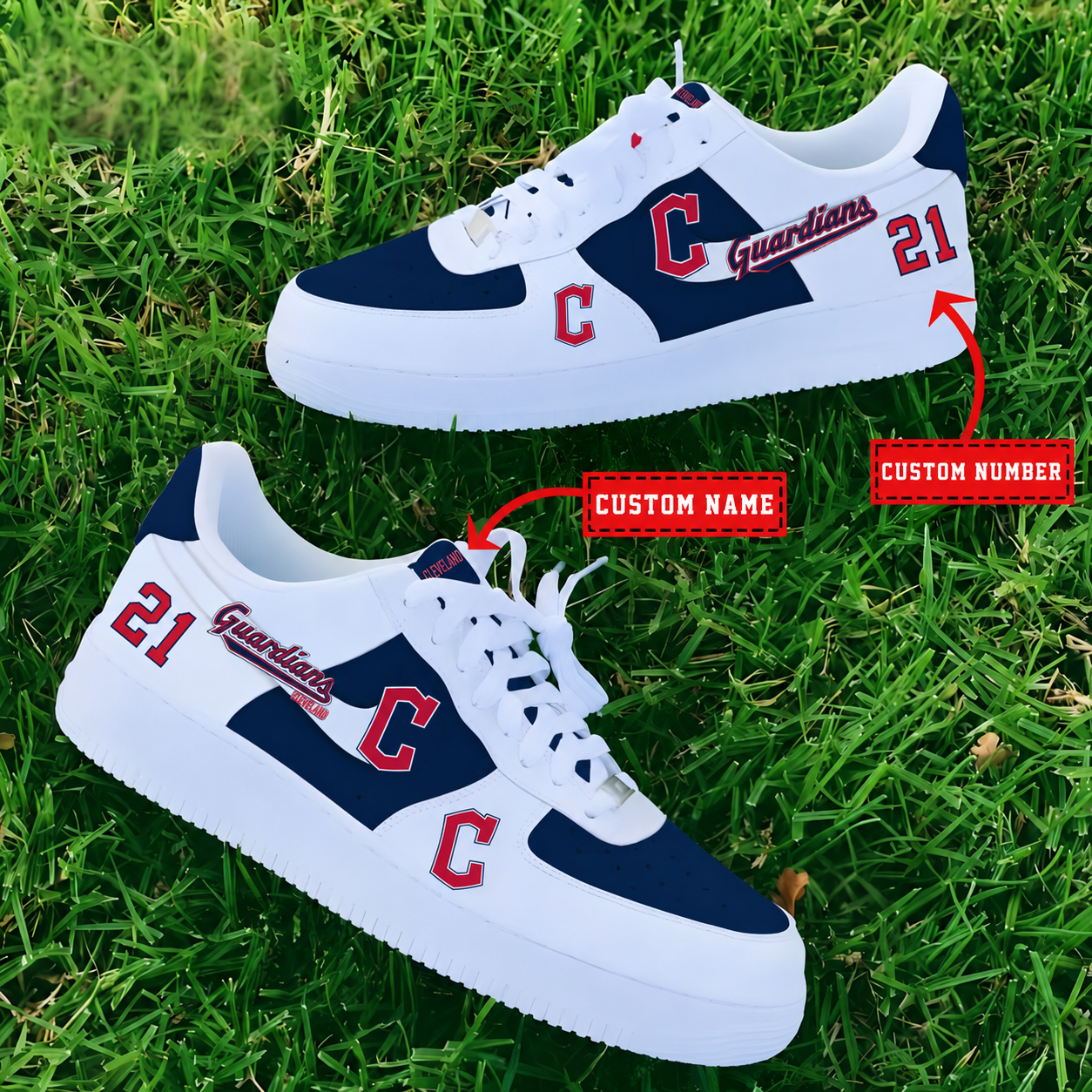 [FLASH SALE] NEW CUSTOMIZED MLB13 CGS CLEVELAND GUARDIANS AF1 SHOES