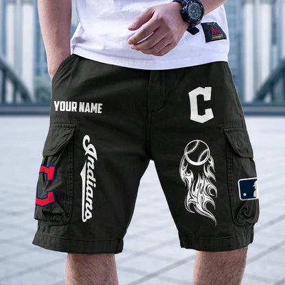 [FLASH SALE] NEW CUSTOMIZED MLB13 CGS CLEVELAND GUARDIANS MEN'S CARGO SHORTS
