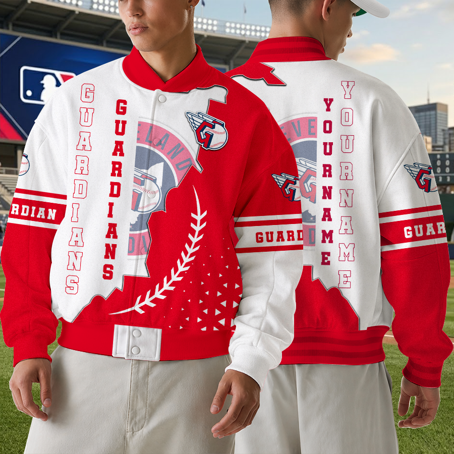 LIMITED EDITION - NEW CUSTOMIZED MLB13 CGS CLEVELAND GUARDIANS SATIN VARSITY & BASEBALL JACKET