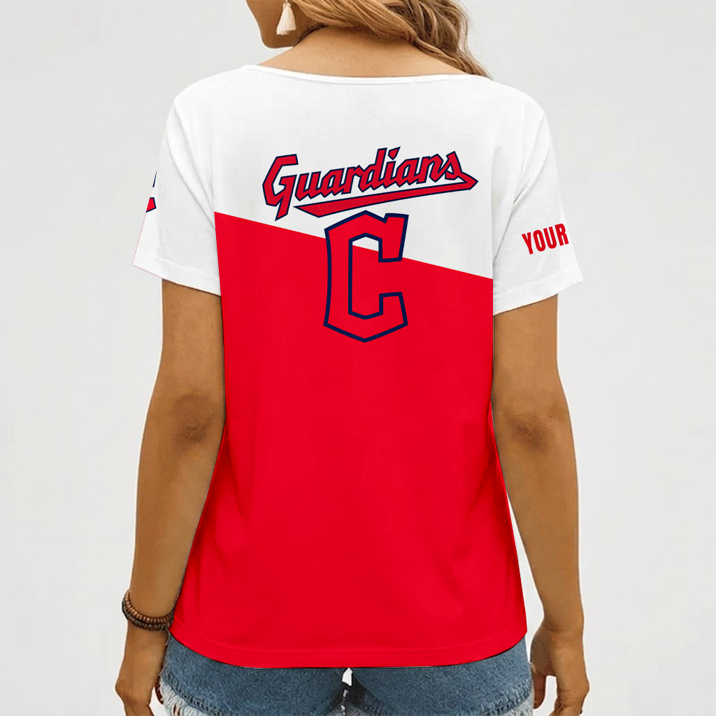 [FLASH SALE] NEW CUSTOMIZED MLB13 CGS CLEVELAND GUARDIANS V-NECK FEMALE SHIRT