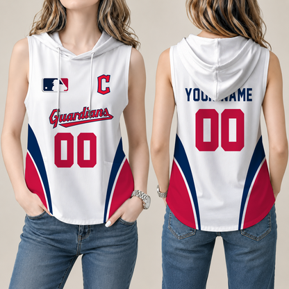 [FLASH SALE] NEW CUSTOMIZED MLB13 CGS CLEVELAND GUARDIANS WOMEN'S SLEEVELESS HOODED POCKET TANK TOP