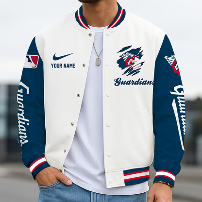 LIMITED EDITION - NEW CUSTOMIZED MLB13 CGS CLEVELAND GUARDIANS BASEBALL JACKET, SATIN VARSITY JACKET