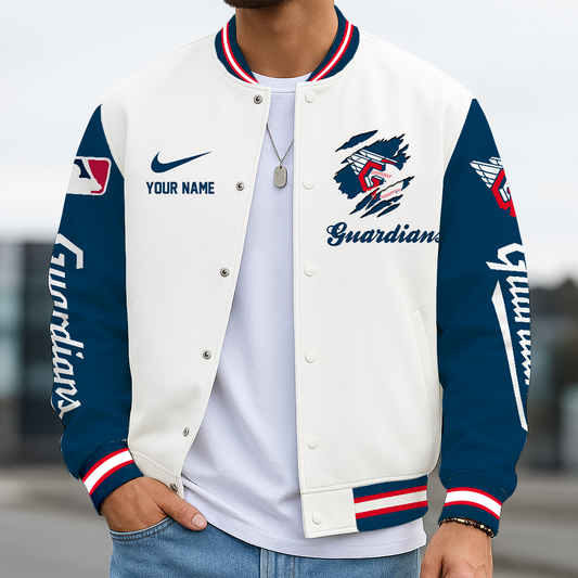 LIMITED EDITION - NEW CUSTOMIZED MLB13 CGS CLEVELAND GUARDIANS BASEBALL JACKET, SATIN VARSITY JACKET