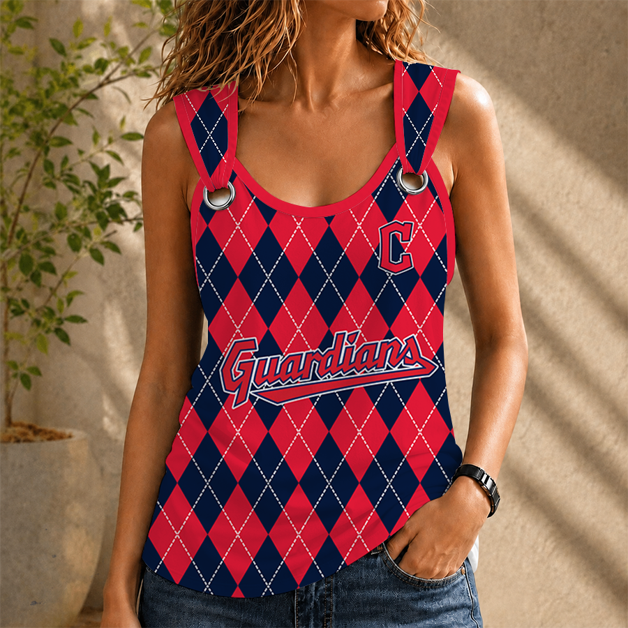 [FLASH SALE] NEW CUSTOMIZED MLB13 CGS CLEVELAND GUARDIANS O-RING SHOULDER TANK TOP