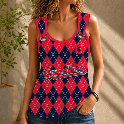 [FLASH SALE] NEW CUSTOMIZED MLB13 CGS CLEVELAND GUARDIANS O-RING SHOULDER TANK TOP