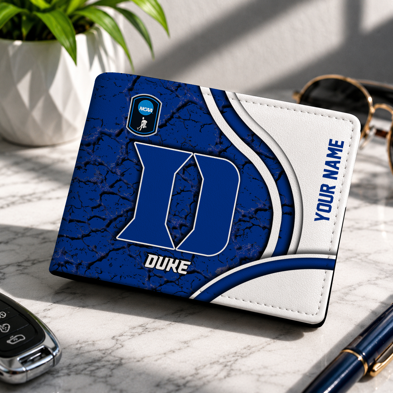 VIRAL EDITION - NEW CUSTOMIZED NCAA CFH13 DLD DUKE BLUE DEVILS LEATHER WALLET